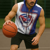 Custom Dripping Baseball Cuba Sleeveless Zip Hoodie