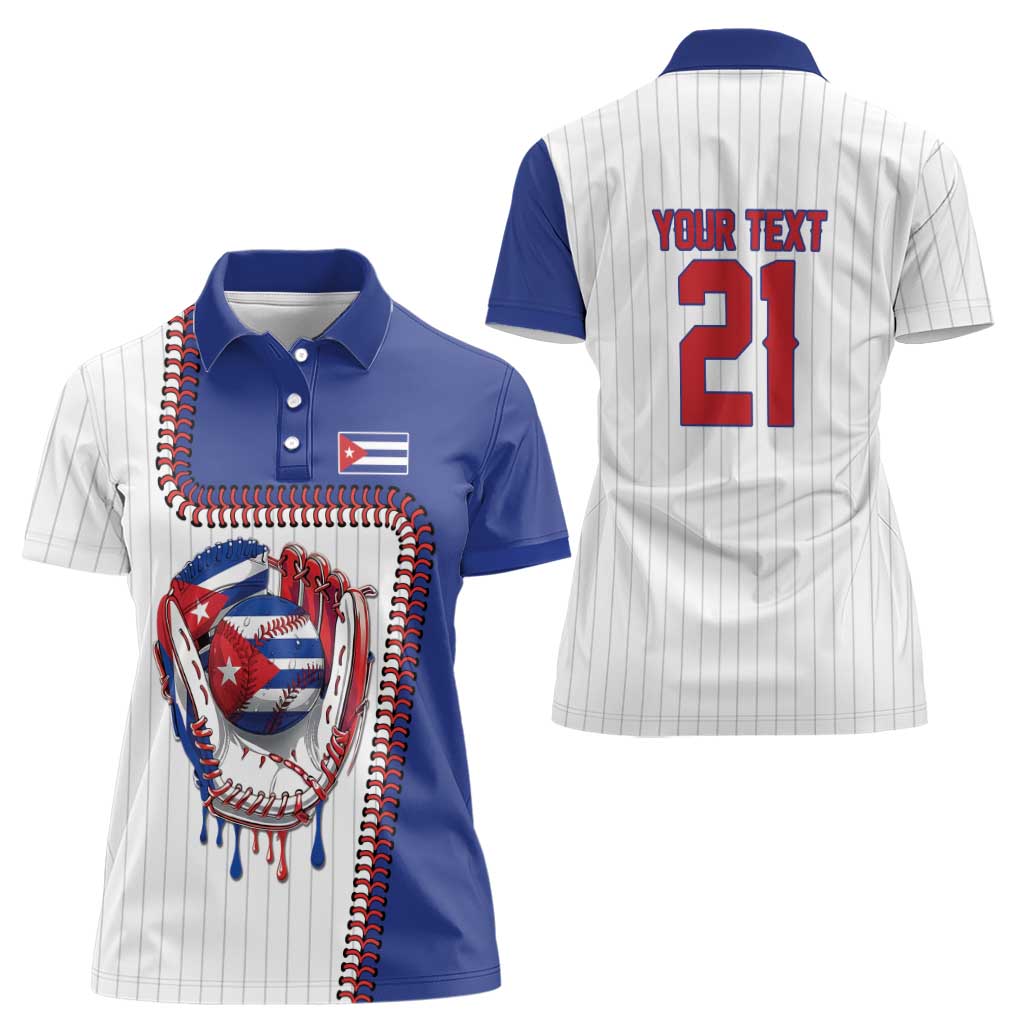 Custom Dripping Baseball Cuba Women Polo Shirt