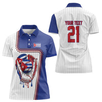 Custom Dripping Baseball Cuba Women Polo Shirt