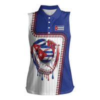 Custom Dripping Baseball Cuba Women Sleeveless Polo Shirt