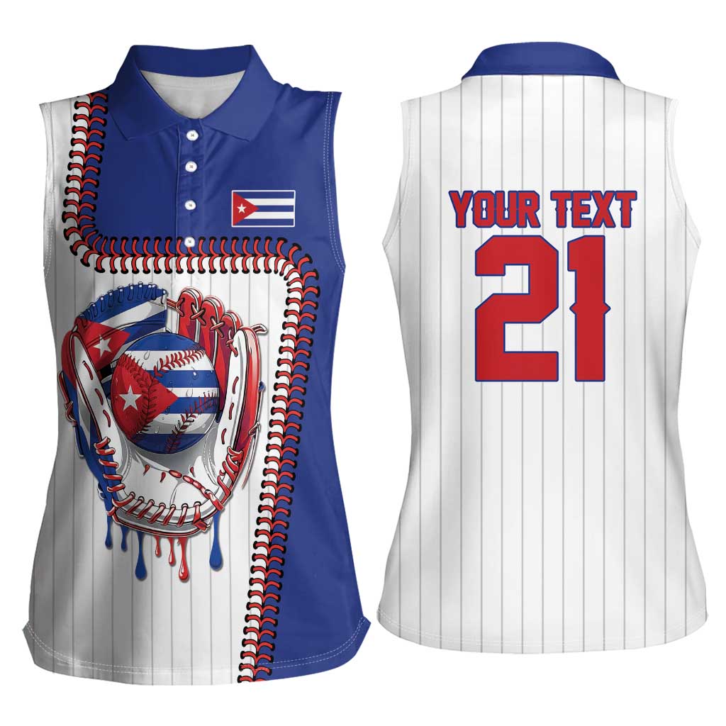 Custom Dripping Baseball Cuba Women Sleeveless Polo Shirt