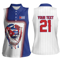 Custom Dripping Baseball Cuba Women Sleeveless Polo Shirt