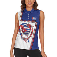 Custom Dripping Baseball Cuba Women Sleeveless Polo Shirt