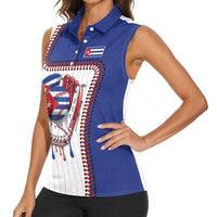 Custom Dripping Baseball Cuba Women Sleeveless Polo Shirt