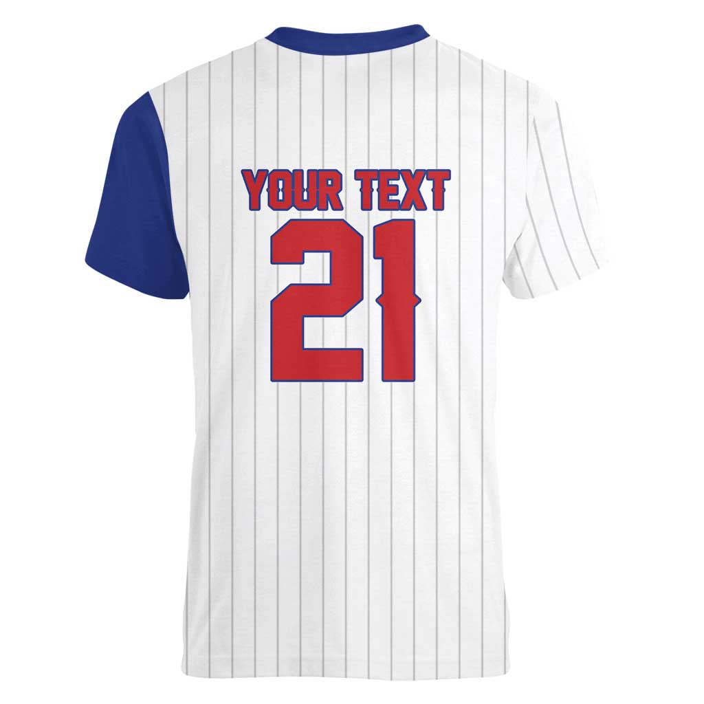 Custom Dripping Baseball Cuba Women V-Neck T-Shirt