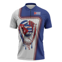 Custom Dripping Baseball Cuba Zipper Polo Shirt