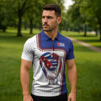 Custom Dripping Baseball Cuba Zipper Polo Shirt