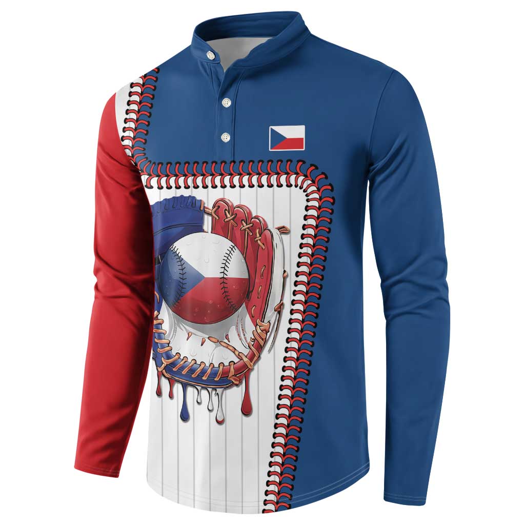 Custom Dripping Baseball Czechia Button Sweatshirt