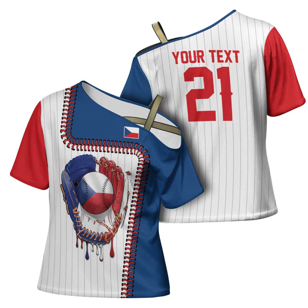 Custom Dripping Baseball Czechia Cross Shoulder Shirt