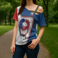 Custom Dripping Baseball Czechia Cross Shoulder Shirt