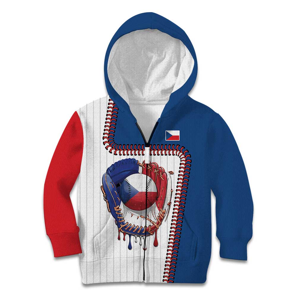 Custom Dripping Baseball Czechia Kid Hoodie