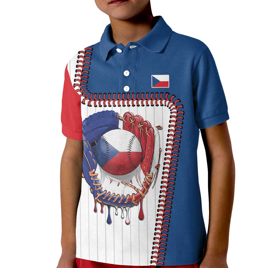 Custom Dripping Baseball Czechia Kid Polo Shirt