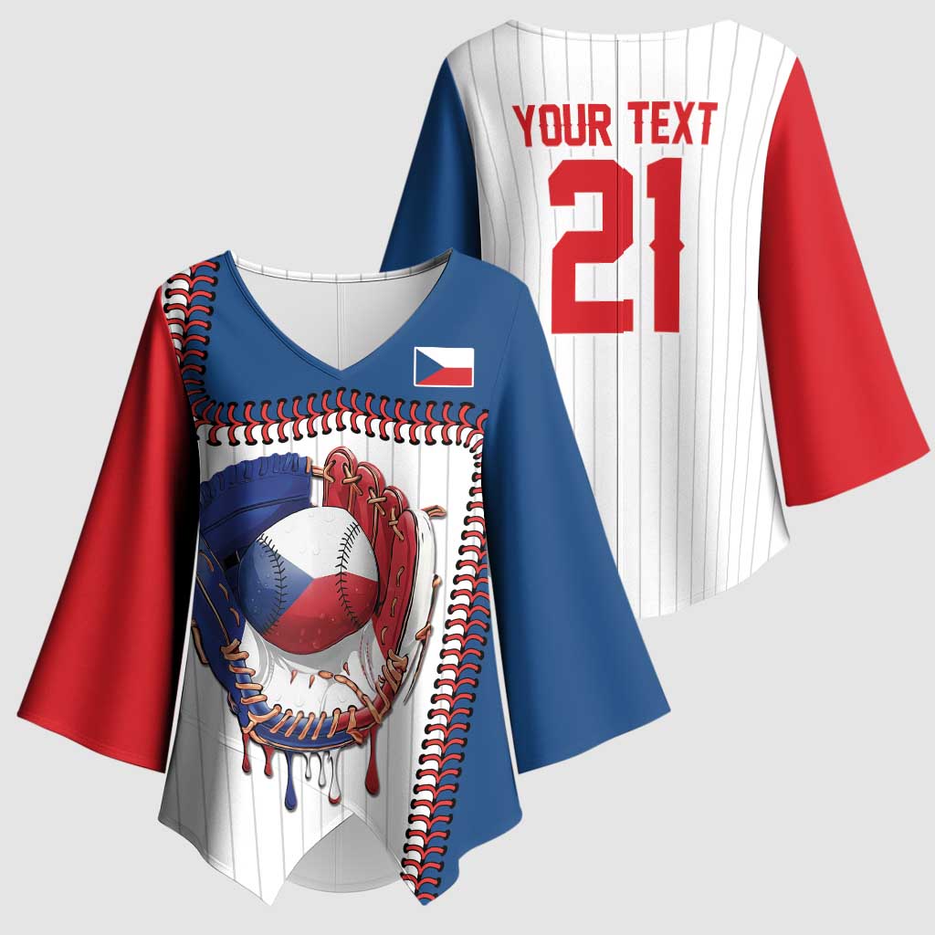 Custom Dripping Baseball Czechia Kimono Sleeve Blouse