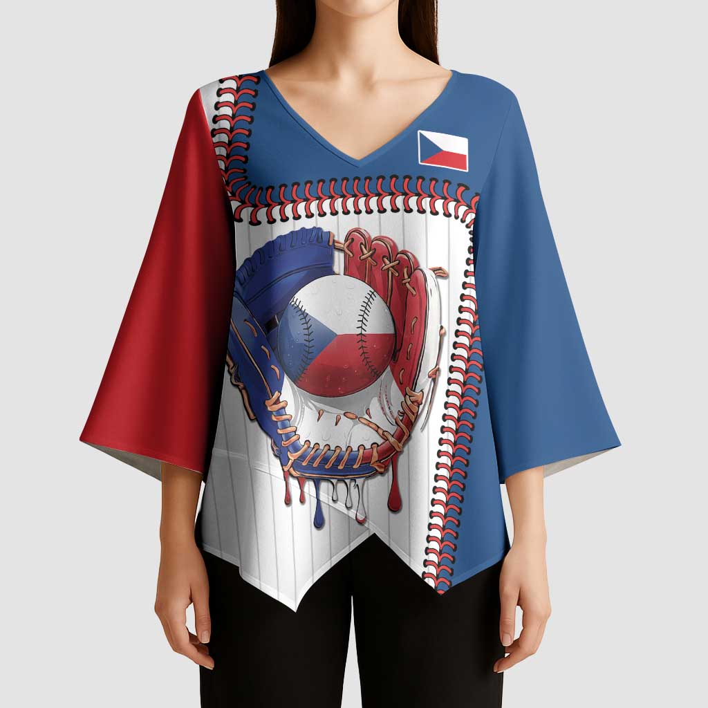 Custom Dripping Baseball Czechia Kimono Sleeve Blouse
