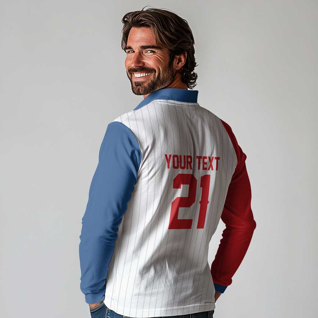 Custom Dripping Baseball Czechia Long Sleeve Polo Shirt