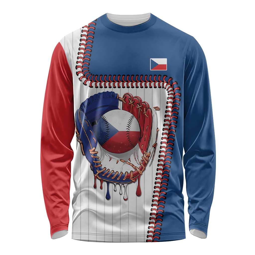 Custom Dripping Baseball Czechia Long Sleeve Shirt