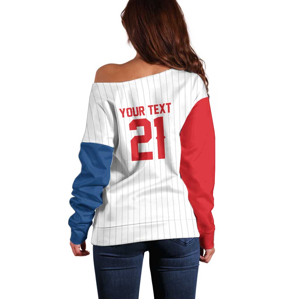 Custom Dripping Baseball Czechia Off Shoulder Sweater