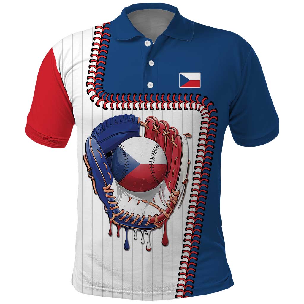 Custom Dripping Baseball Czechia Polo Shirt