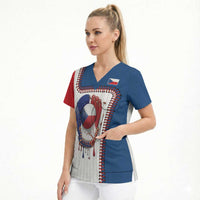 Custom Dripping Baseball Czechia Scrub Top