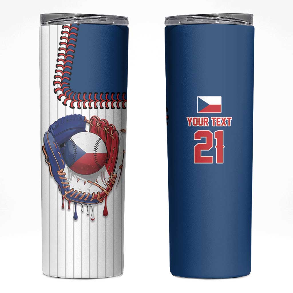 Custom Dripping Baseball Czechia Skinny Tumbler