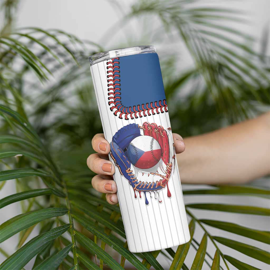 Custom Dripping Baseball Czechia Skinny Tumbler