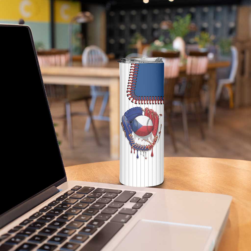 Custom Dripping Baseball Czechia Skinny Tumbler