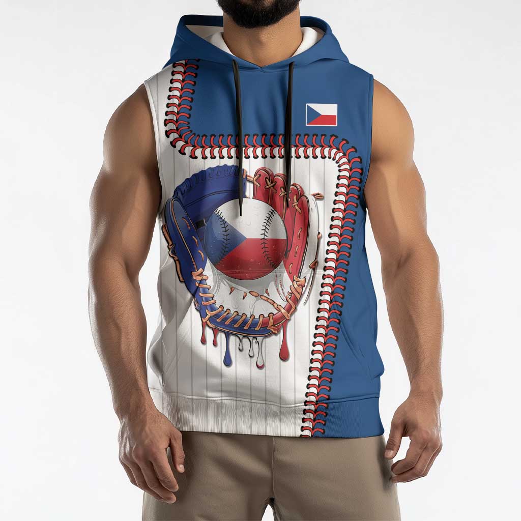 Custom Dripping Baseball Czechia Sleeveless Hoodie