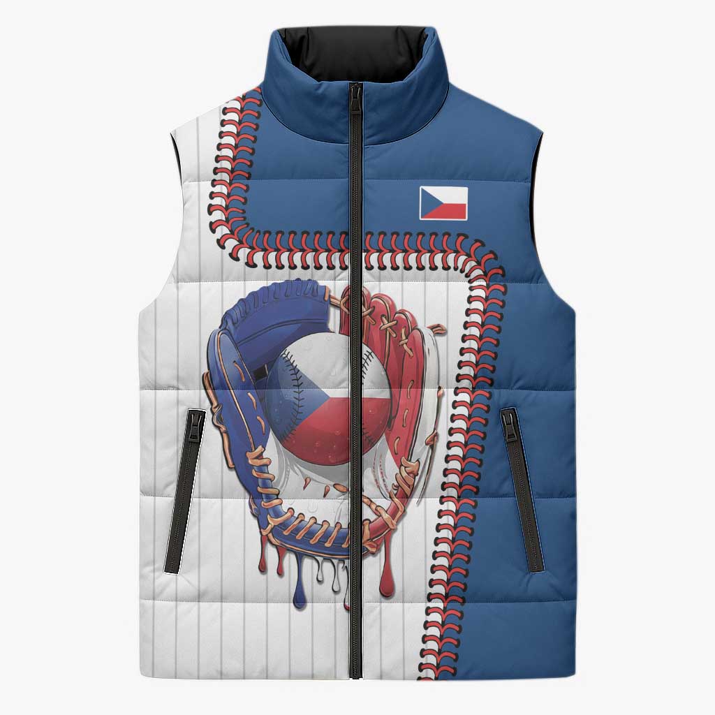 Custom Dripping Baseball Czechia Sleeveless Puffer Jacket