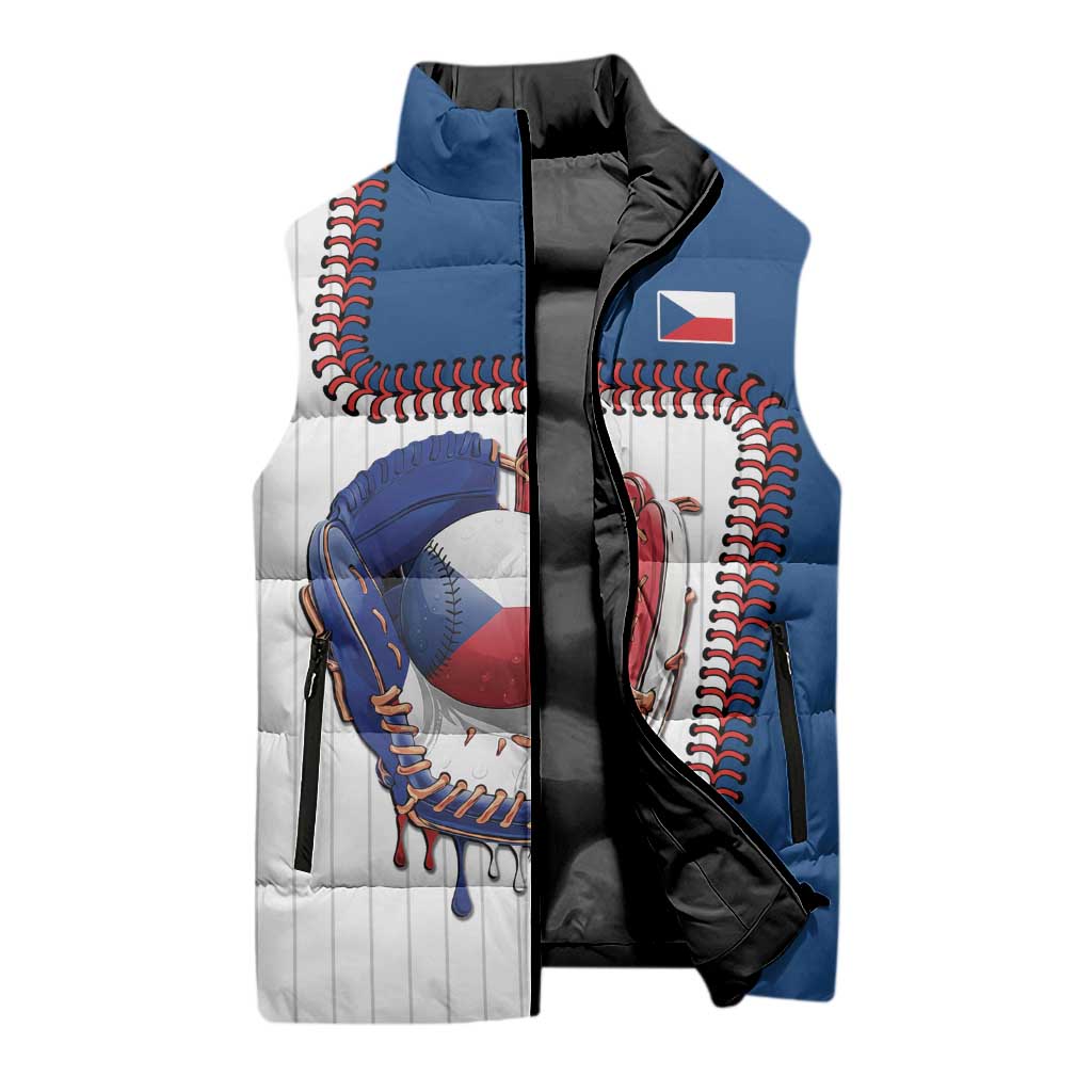 Custom Dripping Baseball Czechia Sleeveless Puffer Jacket