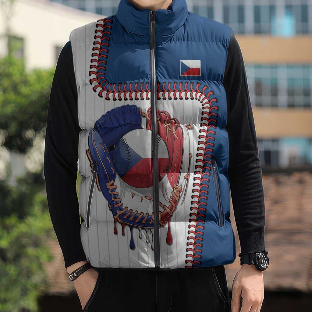 Custom Dripping Baseball Czechia Sleeveless Puffer Jacket
