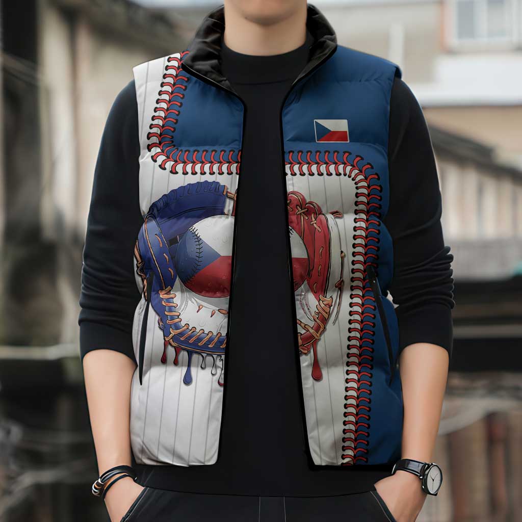 Custom Dripping Baseball Czechia Sleeveless Puffer Jacket