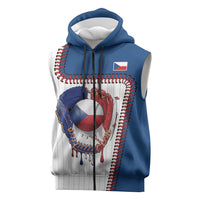 Custom Dripping Baseball Czechia Sleeveless Zip Hoodie