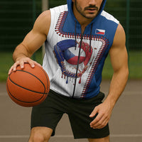 Custom Dripping Baseball Czechia Sleeveless Zip Hoodie