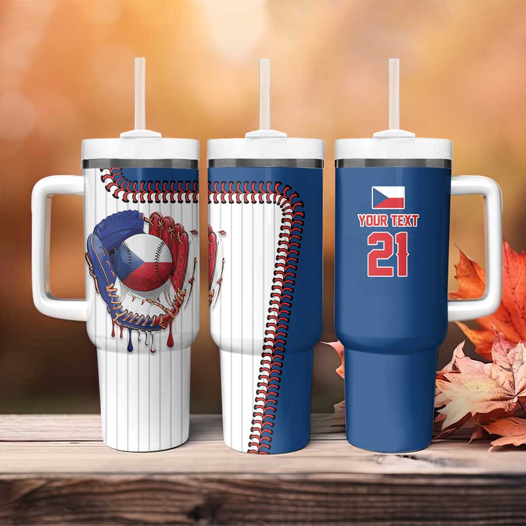 Custom Dripping Baseball Czechia Tumbler With Handle