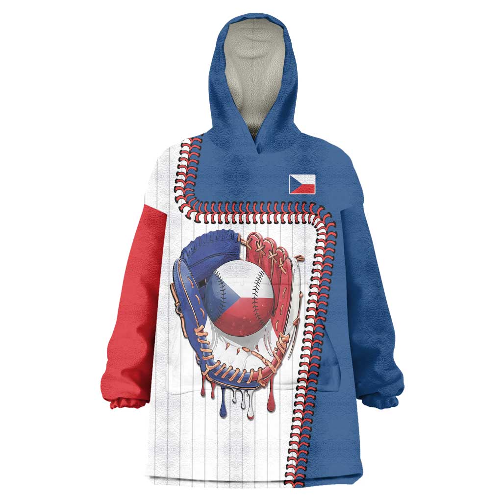 Custom Dripping Baseball Czechia Wearable Blanket Hoodie
