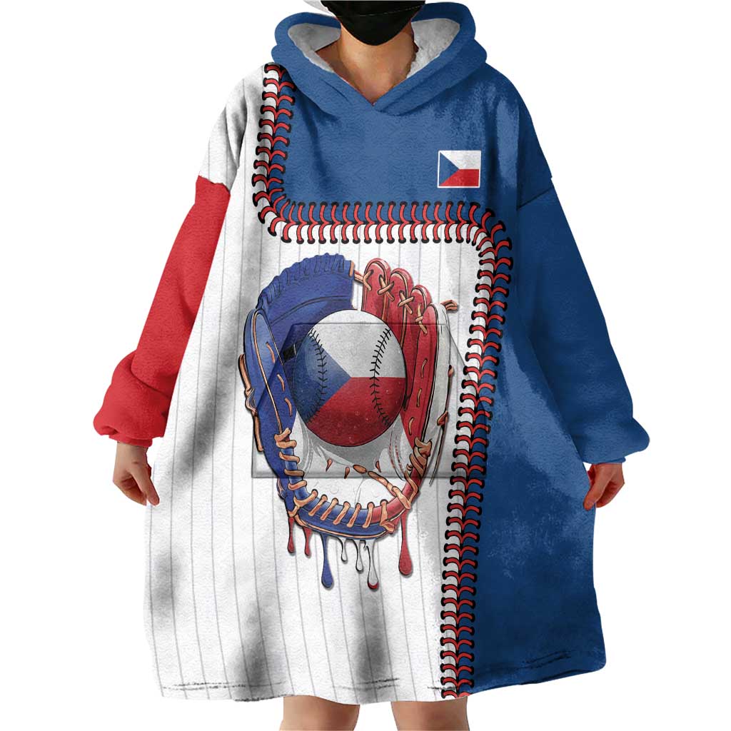 Custom Dripping Baseball Czechia Wearable Blanket Hoodie
