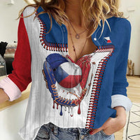 Custom Dripping Baseball Czechia Women Casual Shirt