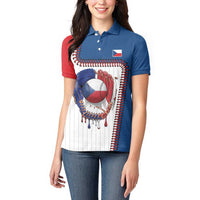 Custom Dripping Baseball Czechia Women Polo Shirt
