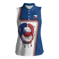 Custom Dripping Baseball Czechia Women Sleeveless Polo Shirt