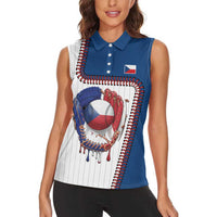 Custom Dripping Baseball Czechia Women Sleeveless Polo Shirt