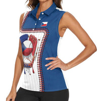 Custom Dripping Baseball Czechia Women Sleeveless Polo Shirt