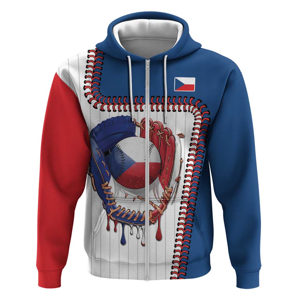 Custom Dripping Baseball Czechia Zip Hoodie
