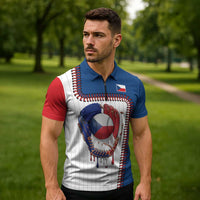 Custom Dripping Baseball Czechia Zipper Polo Shirt
