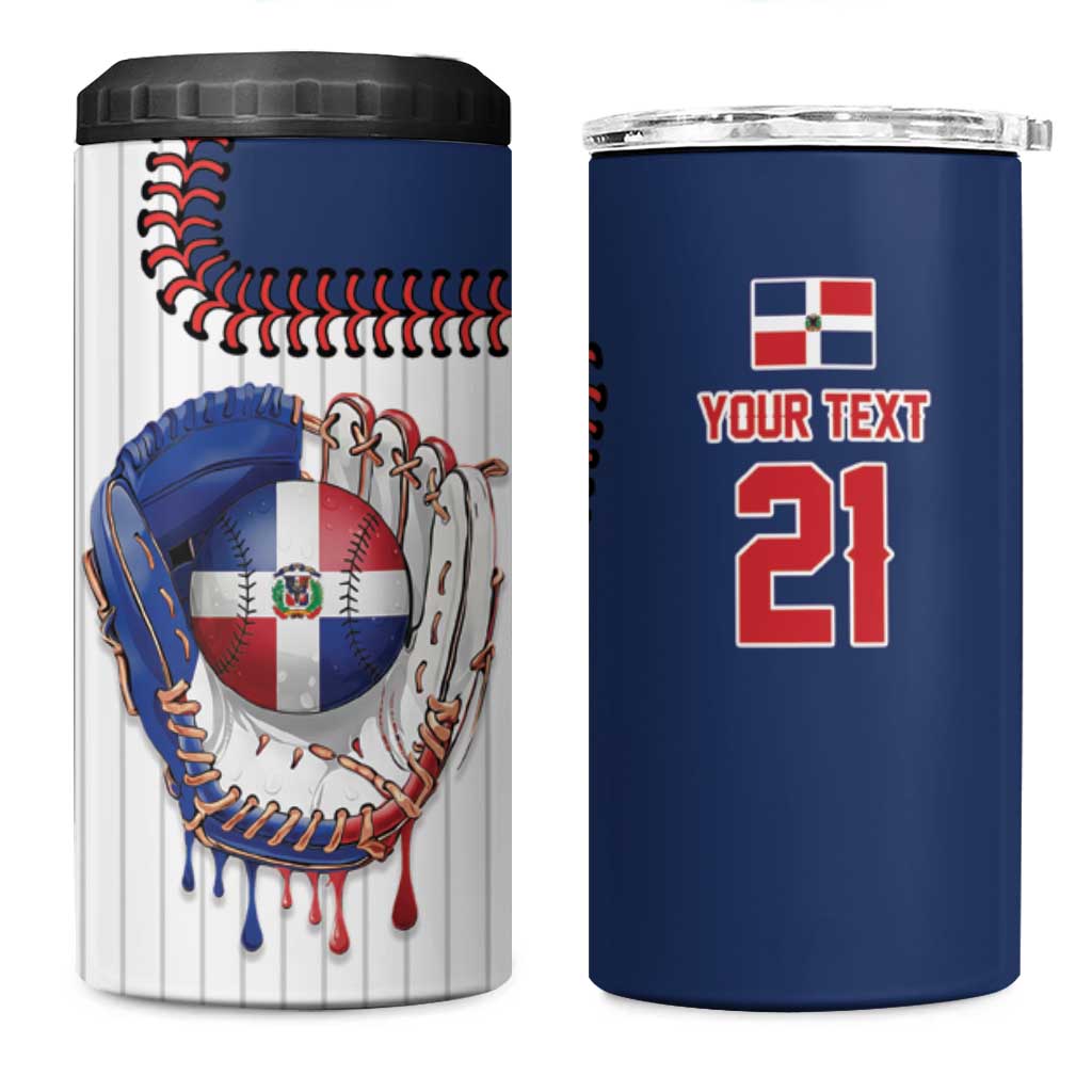 Custom Dripping Baseball Dominican Republic 4 in 1 Can Cooler Tumbler