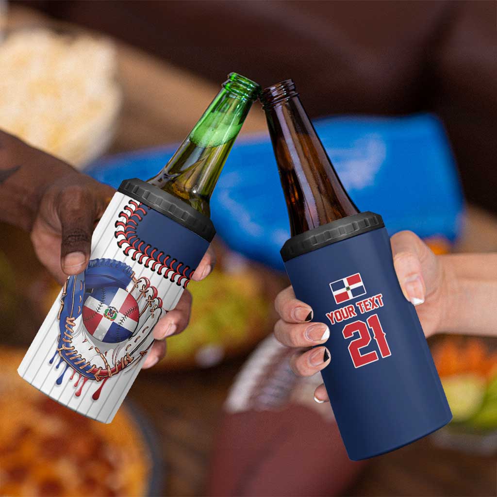 Custom Dripping Baseball Dominican Republic 4 in 1 Can Cooler Tumbler