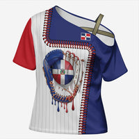 Custom Dripping Baseball Dominican Republic Cross Shoulder Shirt