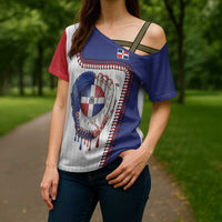 Custom Dripping Baseball Dominican Republic Cross Shoulder Shirt