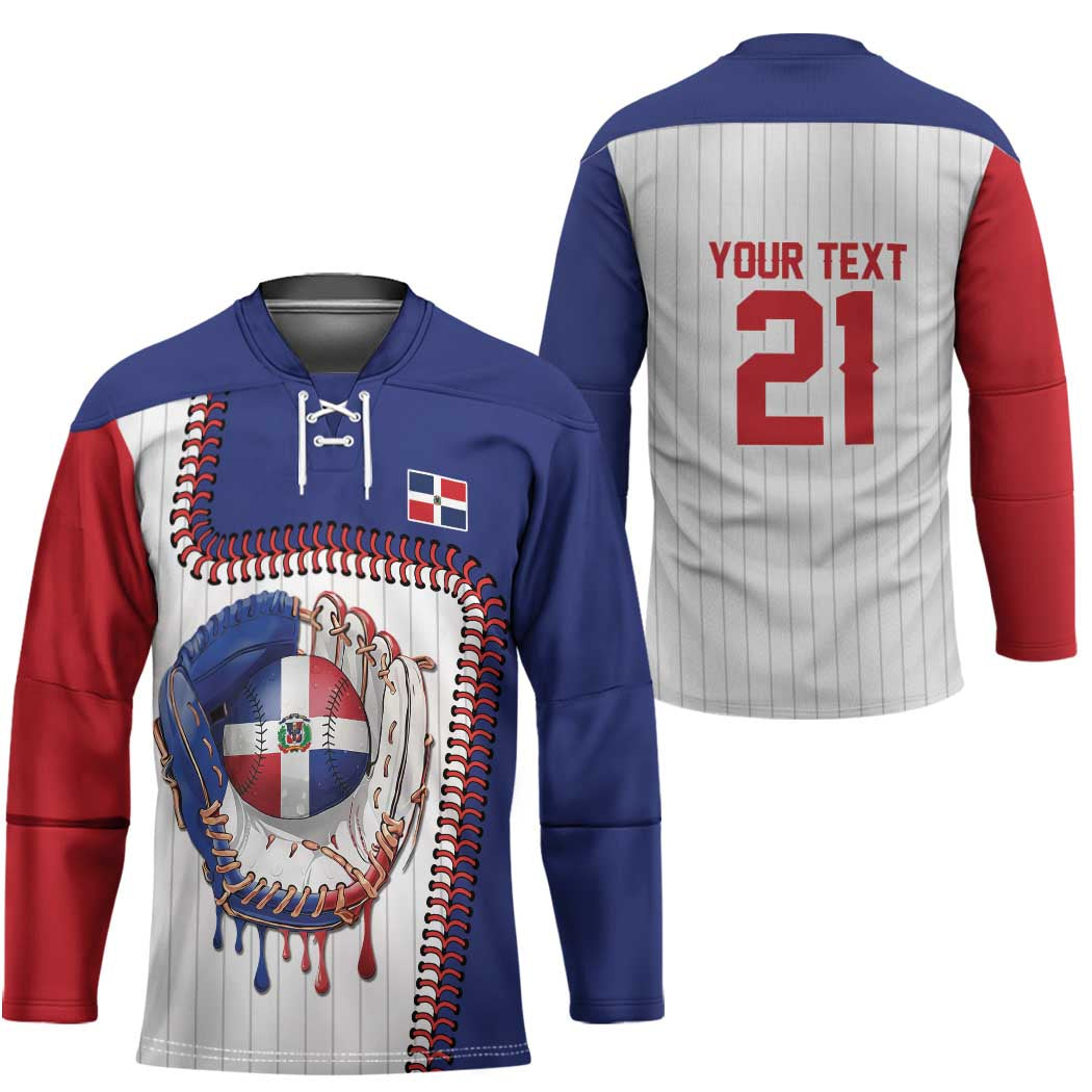 Custom Dripping Baseball Dominican Republic Hockey Jersey