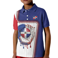 Custom Dripping Baseball Dominican Republic Kid Polo Shirt