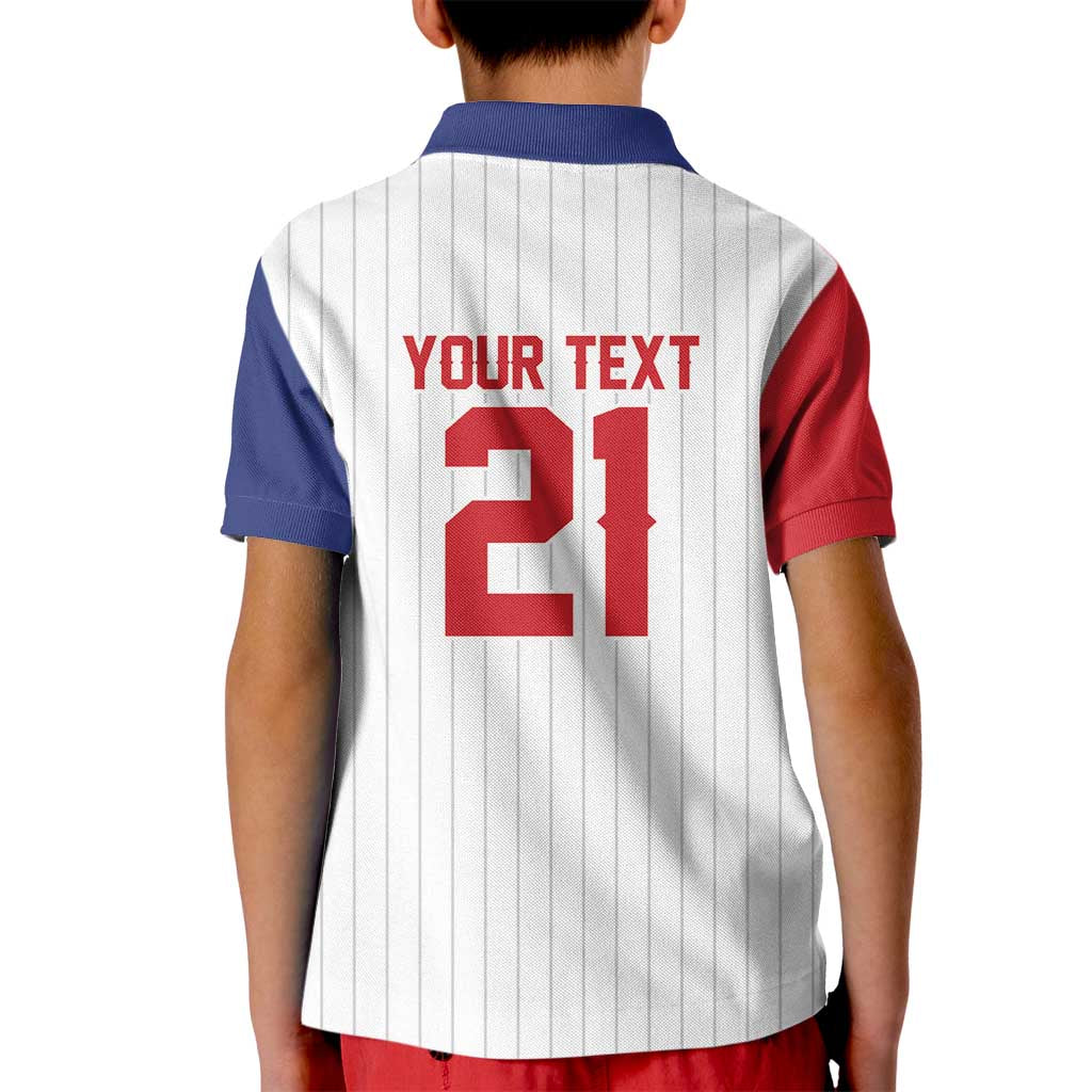 Custom Dripping Baseball Dominican Republic Kid Polo Shirt